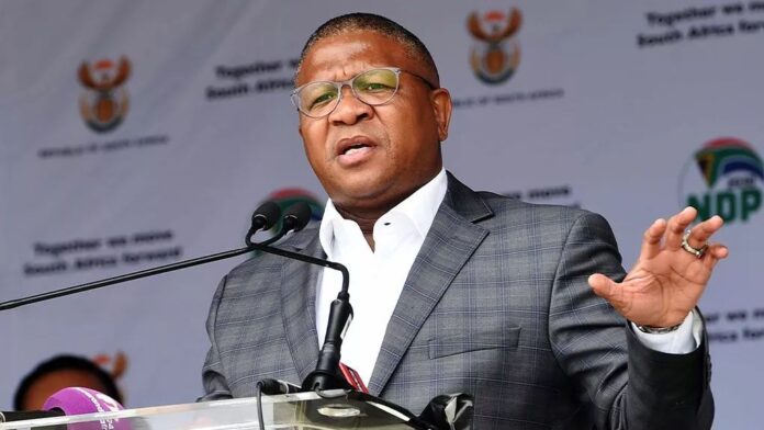Transport Minister Fikile Mbalula rushed away from Tshwane Taxi strike